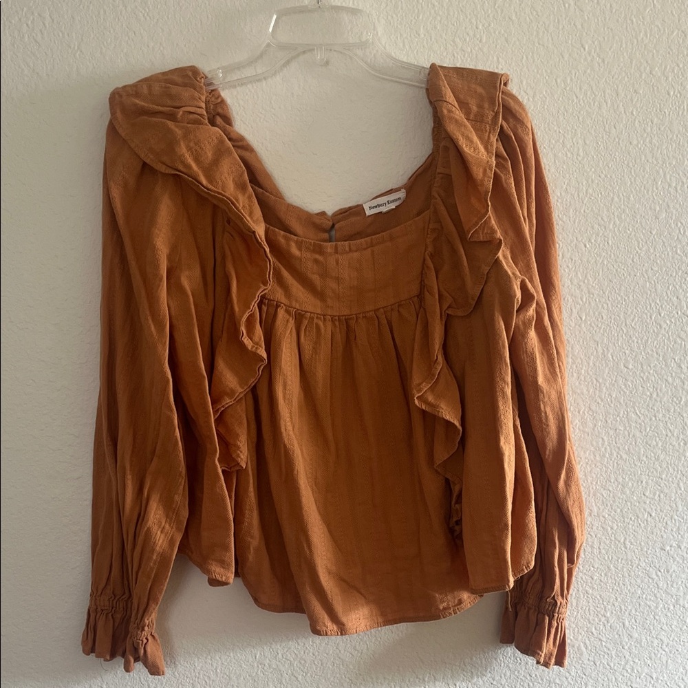 Newbury Kustom Rust Ruffled Blouse